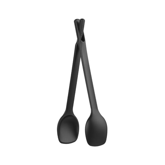 Fiskars Pratik salata çatal bıçak takımı, kaşık veya pense olarak kullanılabilir, uzunluk: 29 cm, plastik, fonksiyonel şekil, siyah, 1014434