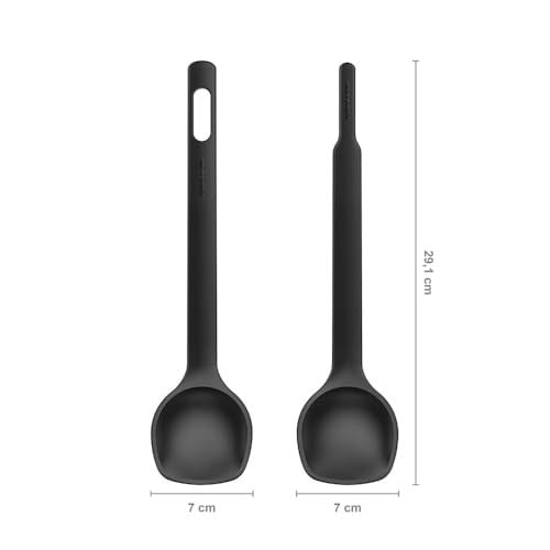 Fiskars Pratik salata çatal bıçak takımı, kaşık veya pense olarak kullanılabilir, uzunluk: 29 cm, plastik, fonksiyonel şekil, siyah, 1014434