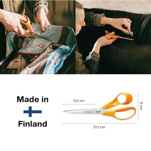 Fiskars üniversal makas, sağ elini kullananlar için, toplam uzunluk: 21 cm, kaliteli çelik/plastik, klasik, 1000815