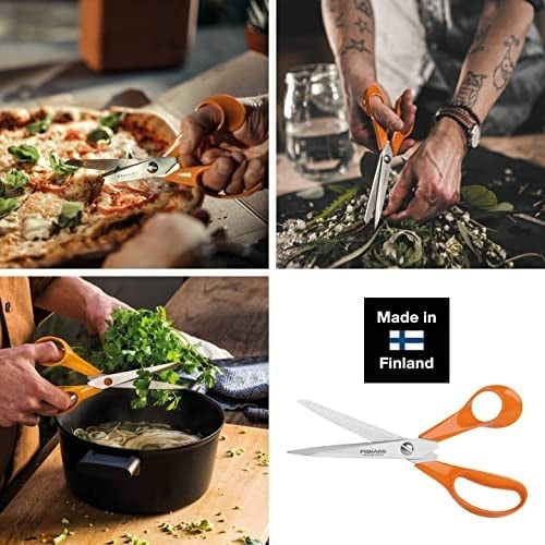 Fiskars üniversal makas, sağ elini kullananlar için, toplam uzunluk: 21 cm, kaliteli çelik/plastik, klasik, 1000815