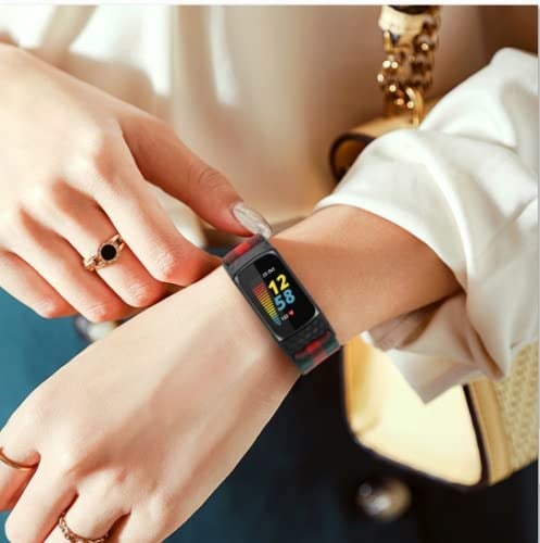 Fitbit Charge 5 ile Uyumlu Elastik Bantlar, Ayarlanabilir Naylon Nefes Alabilir Yedek Kayışlar Fitbit Charge 5 için Kadın ve Erkek için Bileklik (8li Paket)