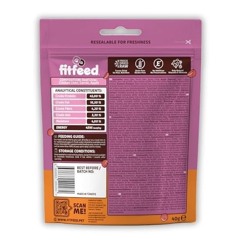 fitfeed Freeze-Dried Çiğ Dana Ciğer&Havuç Kedi Ödül Maması 40g