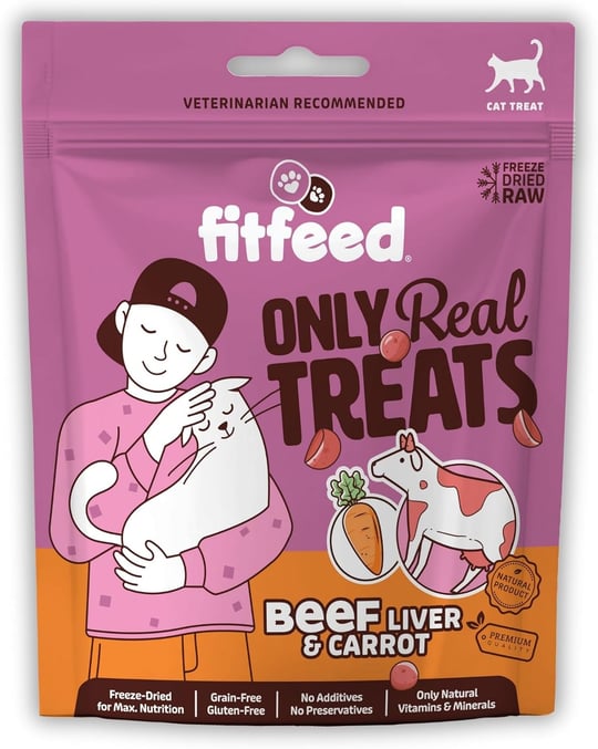 fitfeed Freeze-Dried Çiğ Dana Ciğer&Havuç Kedi Ödül Maması 40g