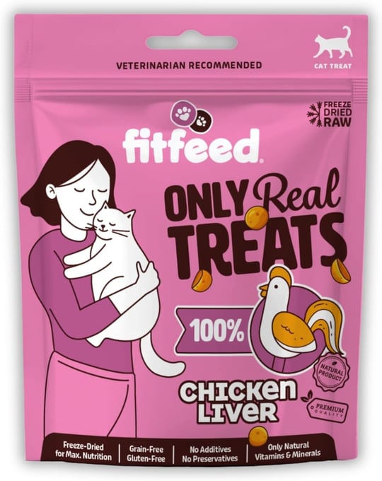 fitfeed Freeze-Dried Çiğ Tavuk Ciğer Kedi Ödül Maması 40g