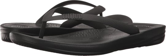Fitflop Erkek iQushion Ergonomik Parmak Arası Terlik Açık Burun Sandalet, siyah, eu