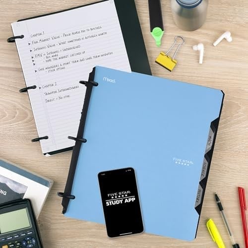 Five Star Flex Hibrit Not Defteri, 1 İnç Sekmeli, Defter ve 3 Halkalı Klasör Hepsi Bir Arada, Mavi (29328AD2)