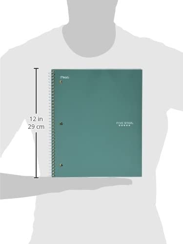 Five Star Spiral Defter + Çalışma Uygulaması, 1 Konu, Grafik Çizgili Kağıt, 21.6 x 27.9 cm, 100 Yaprak, Mürekkep Geçirmez, Suya Dayanıklı Kapak, Seaglass Yeşili