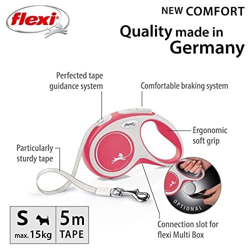 Flexi New Comfort 5 m Şerit Small Otomatik Köpek Tasması - Bedenler: S, Medium (Pack of 1)