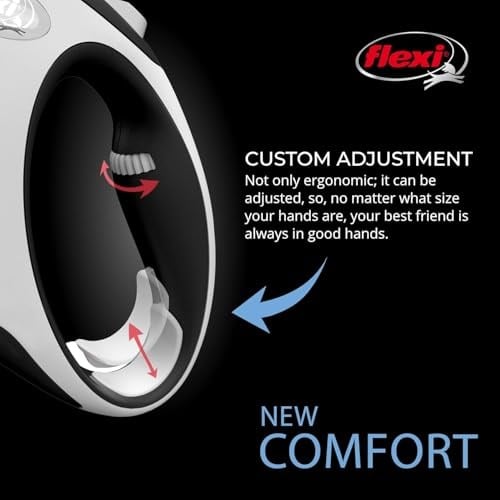 flexi New Comfort Geri Çekilebilir Köpek Tasma (Ört), 7,9 m, Large, Gri/Siyah