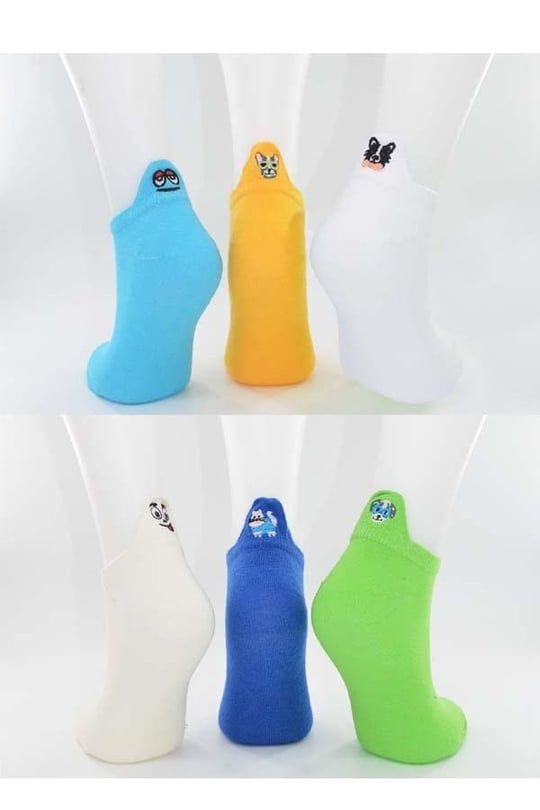 Flora Emojili Bayan Patik Çorap (6 lı) - (36/40)