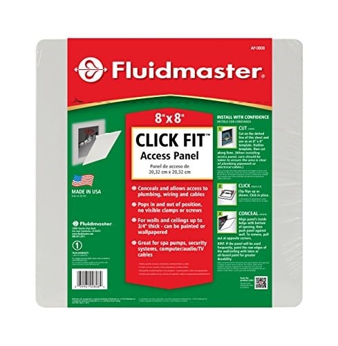 Fluidmaster AP-0808 Sıhhi Tesisat, Kablolama ve Kablolar için Erişim Paneline Tıklayın, Boyut 20 cm. x 20 inç, Kolay Kurulum, Beyaz