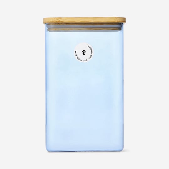 Flying Tiger Copenhagen Bambu Kapaklı Mavi Cam Saklama Kabı 1,7 L