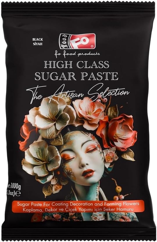 FO Siyah High Class Kaplama, Dekor ve Çiçek Yapımı için Şeker Hamuru 1 kg