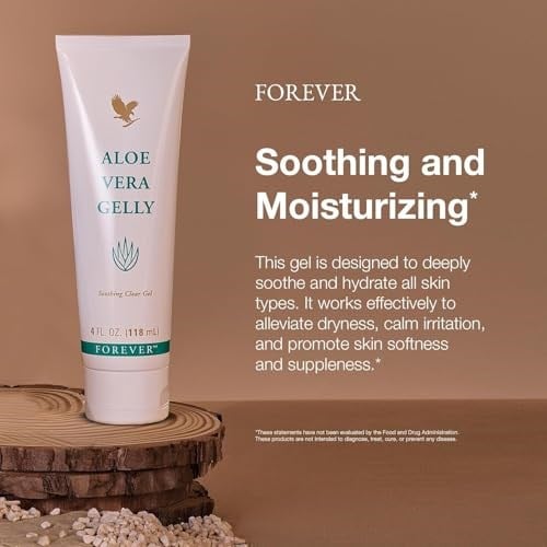 Forever Living - Aloe Vera Gelly - Saf Aloe Jel, Yatıştırıcı ve Nemlendirici Cilt, Lekelenmez ve Hızlı Emici, Vegan ve Glutensiz, 4 fl oz