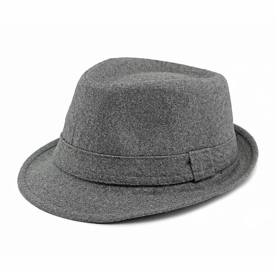 Fötr Keçe Şapka Yün Fedora Erkek/Kadın Panama Şapkası Kış Şapkası, gri, One Size