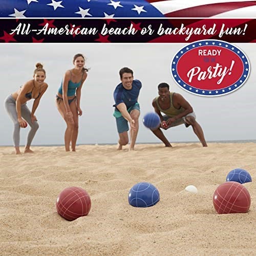 Franklin Sports Bocce Top Seti - 8 Tüm Hava Koşulları 90 mm Bocce Topları, 1 Pallino ve Taşıma Çantası - Plaj, Arka Bahçe Çim veya Dış Mekan Parti Oyunu  - Seçenekler: Amerikan, Başlangıç, Profesyonel