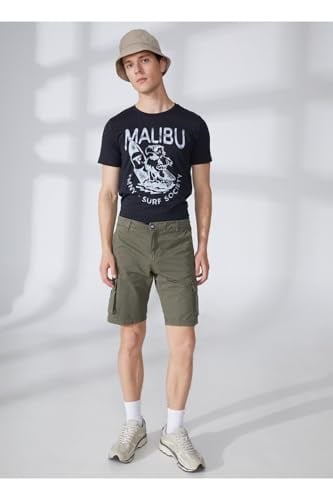 Fred Mello Normal Bel Slim Fit Bermuda Şort, 30, 5003031678, Haki, Erkek