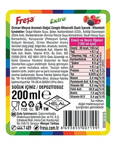 Freşa Extra Orman Meyve Aromalı Maden Suyu (200 ml x 6 Adet)