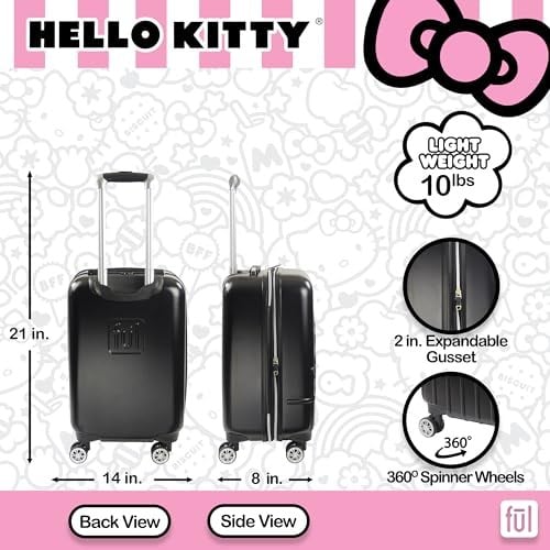FUL Hello Kitty 21 İnç Tekerlekli Bagaj, Sert Kabuklu Tekerlekli Bavul