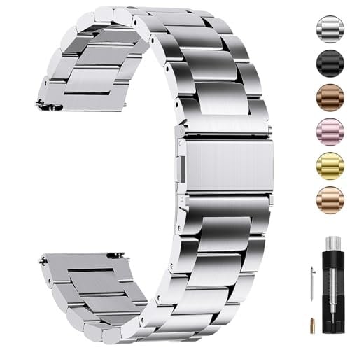Fullmosa Paslanmaz çelik saat kayışı, 16 mm, 18 mm, 19 mm, 20 mm, 22 mm, 24 mm, metal saat kayışı, hızlı kilitli, kadın ve erkek için uygundur - Bedenler: 18mm, 20mm, 20 mm, 22 mm, 18 mm