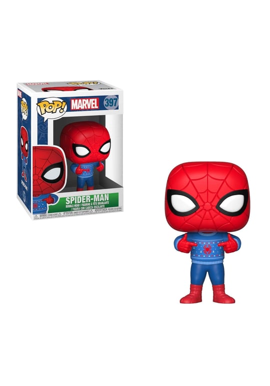 Funko 33983 Marvel: Holiday Spider-Man w/Ugly Sweater POP Bobble, Multi