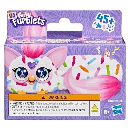 Furby DJ Furblets Berry-Cup-Cake Mini Elektronik Pelüş Oyuncak | Eğlenceli Uzatılabilir Ses Efektleri ve Müzikler | Furbish Konuşur | Beyaz
