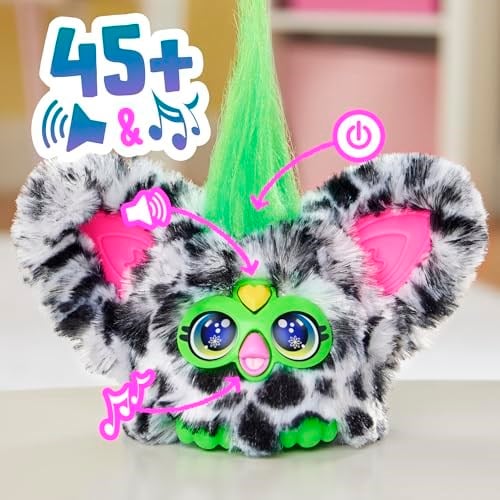 Furby Furblets Moo-Boo Mini Friend, Kızlar ve Erkekler için Elektronik Peluş Oyuncaklar, İnek, Siyah ve Beyaz, Mobilya Konuşuyor ve Müzik Çalar, Seri 5, Okula Dönüş Hediyeleri, 6 Yaş ve Üzeri