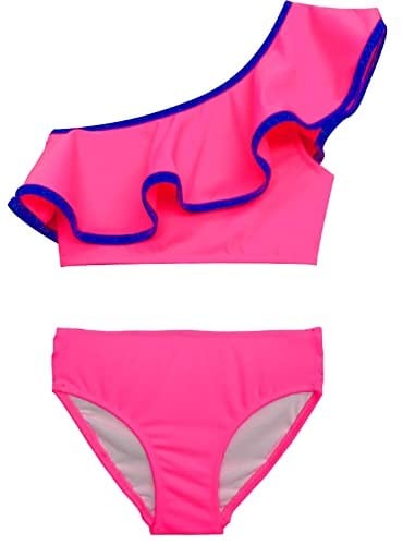 Fuşya mor biyeli kız çocuk bikini takım DB200621BT Fuşya 5-6 Yaş