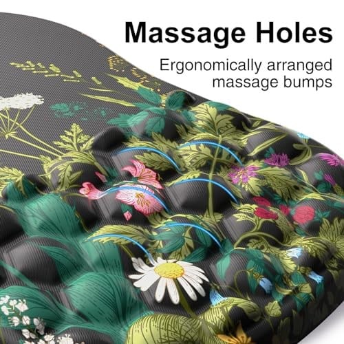 G JGOO Bilek Dayanaklı Ergonomik Mouse Pad, Bellek Köpüğü ve Masaj Tasarımlı Fare Altlığı, Bilek Ağrısı Giderici, Kaymaz PU Taban, Oyun, Ofis, Masa için Bilek Destekli Mouse Pad (Siyah Çiçek, 30,48 x 