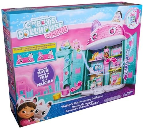 Gabbys Dollhouse: Film – Sinema için oyuncak bebek evi, 60 cm büyüklüğünde, Gabby figürü ve oyuncak bebek evi aksesuarı, 3 yaşından büyük çocuklar için, 1:12
