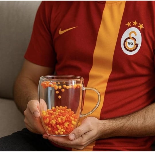 GALATASARAY TARAFTAR KUPASI- HEDİYELİK TARAFTAR KUPA- ÇİFT CİDARLI CAM KUPA