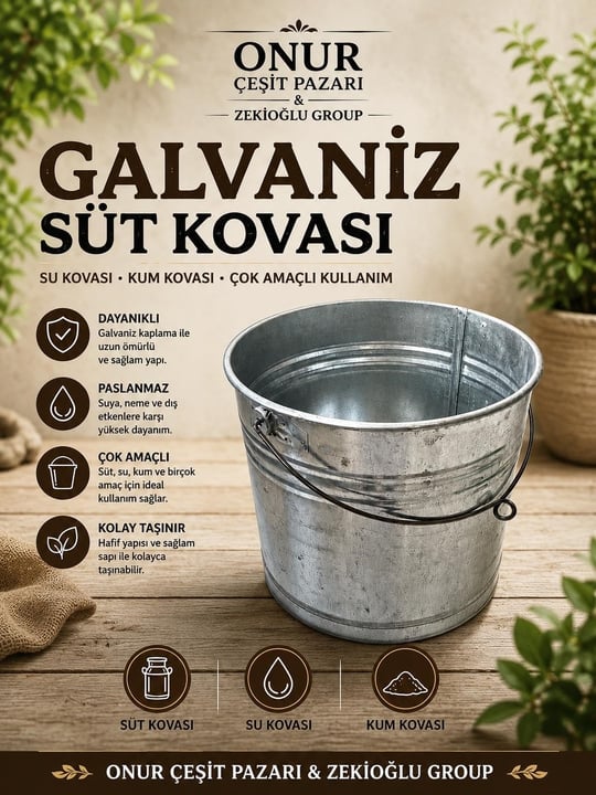 GALVANİZ KOVA 32 CM Su Kovası Süt Kovası Kum Kovası