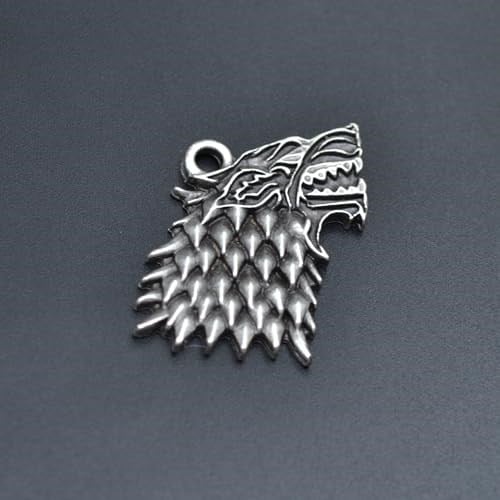 Game Of Thrones Stark Kurt Erkek Kadın Kolye Antik Gümüş Kaplama - 60 cm Düz Zincir