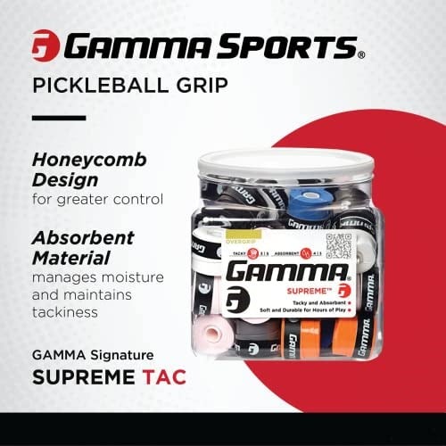 GAMMA Sports Supreme Overgrip, Tenis OG, Pickleball, Beyzbol, Hokey, Avcılık, Padel, Çeşitli Renk ve Paket Boyutu Seçenekleri için Gü - Seçenekler: Supreme Tour Pack 15li beyaz, 60 adet, Jar of 60...