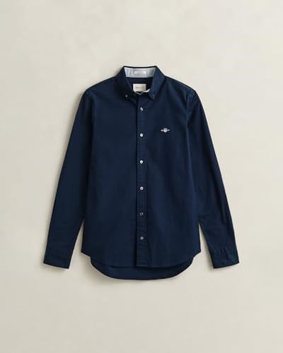 GANT Erkek Lacivert Slim Fit Çizgili Logolu Gömlek