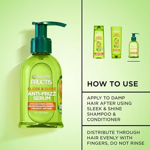 Garnier Fructis Şık ve Parlaklık Antifrizz Serum, Kıvrımlı, Kuru, Yönetilemez Saç, 5,1 fl; oz.