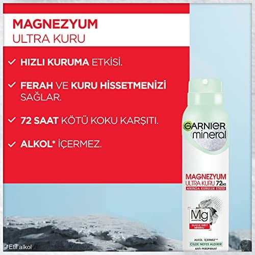Garnier Mineral Magnezyum Ultra Kuru Sprey Deodorant