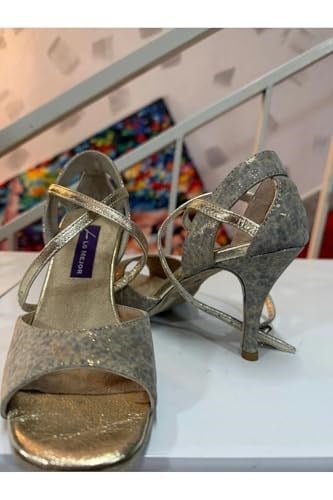 Gece Parıltısı TANGO DANS VE SALON AYAKKABISI 8 CM 11 PONT KONİK MODEL KAPALI TOPUK