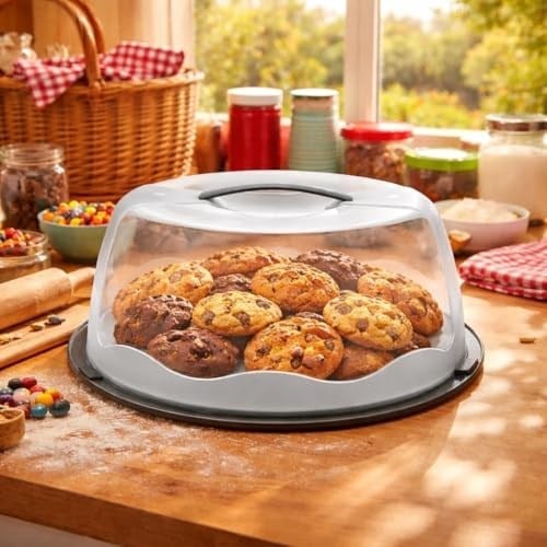 Geçmeli Kilitli, Kapaklı ve Saplı Yaş Pasta, Kek Taşıyıcı, Mutfak Saklama İçin Yuvarlak Fanus, BPA İçermeyen Kek Fanusu, Börek, Çörek Saklama Kabı, Cupcake, Turta Taşıma Kutusu (Yeşil)