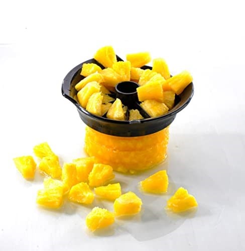 GEFU 13550 Professional Plus ananas kesici, bıçak ve soyucu seti, ananas için, paslanmaz çelik, hazneli kesici