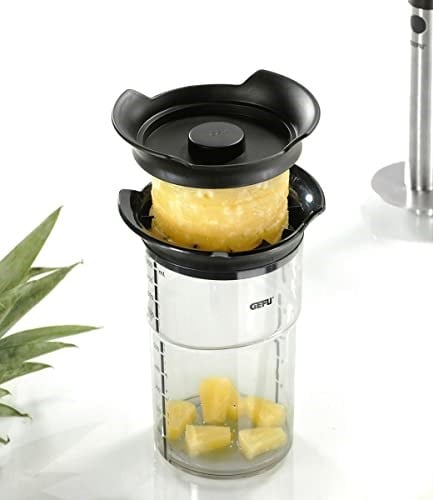 GEFU 13550 Professional Plus ananas kesici, bıçak ve soyucu seti, ananas için, paslanmaz çelik, hazneli kesici