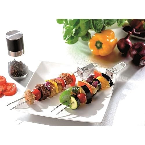Gefu Schaschlik-Şiş Twinco 15420-2li Set 32 cm Şişler Paslanmaz Çelik Masa Izgarası için, Tava - Bulaşık Makinesinde Yıkanabilir, 32 x 2 x 2 cm