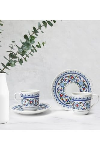 Geleneksel Motifli Türk Kahvesi Fincanı & Bakır Cezve & Türk Kahvesi Hediye Seti