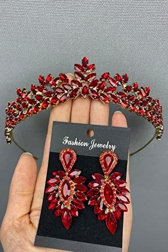 Gelin Saç Aksesuarı Gold Hayal Model Gelin Kına Tacı Ve Küpe