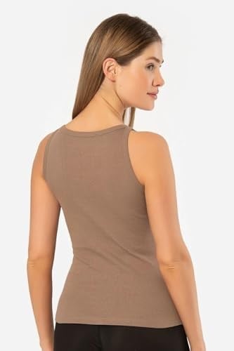 Genel Kadın Kolsuz Shirt Tu3403-kahve