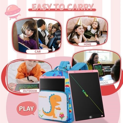 Genialba LCD Yazı Tahtası, 20 cm (8,5 inç), Renkli Yazı Tableti, Çocuk Hediyesi, Elektronik Grafik Tableti, 2-7 Yaş Kız Çocukları İçin (Pembe)