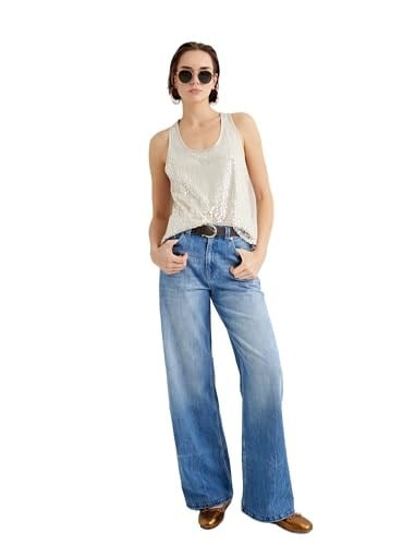 Geniş Paça Kot Pantolon Standart Bel Cepli - Bianca Wide Leg Jeans
