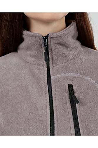 GENIUS STORE Kadın Polar Tam Fermuarlı Outdoor 3 Cepli Spor Polar Ceket (AÇIK GRİ/S) S