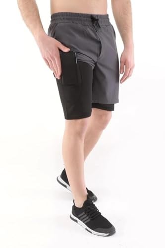 GENIUS STOREErkek Running Hızlı Kuruma Micropoly Antrenman Halısaha Fitness Kısa Taytlı Outdoor Şort