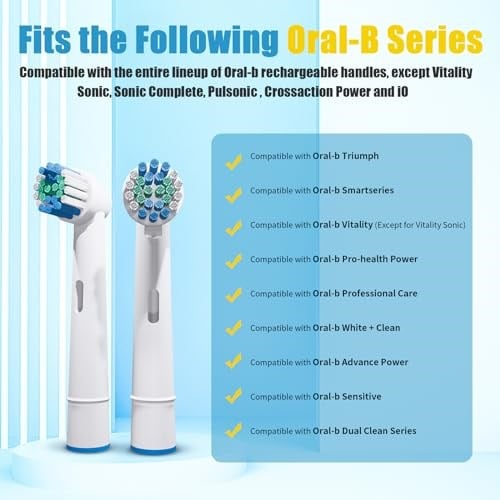 GENKENT Oral B Braun ile Uyumlu 8 Adet Yedek Diş Fırçası Kafaları, Profesyonel Elektrikli Diş Fırçası Başlıkları Oral-B Pro 500/750/1000/1500/3000/3757/5000/7000/7500/8000 için Yedek